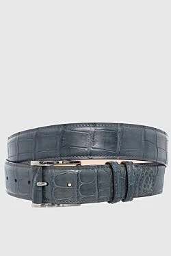 Green crocodile leather belt for men