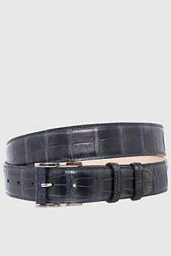 Crocodile leather belt blue for men