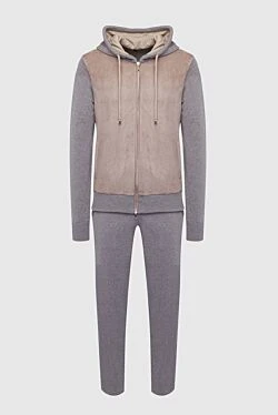 Men's sports suit made of wool, viscose and cashmere, beige