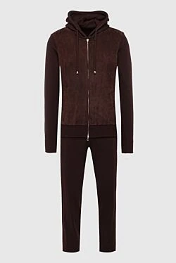 Men's sports suit made of wool, viscose and cashmere, brown