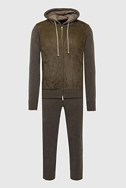 Men's sports suit made of wool, viscose and cashmere, brown