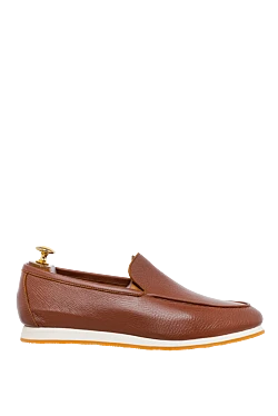 Brown leather loafers for men