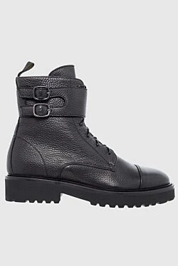 Black leather boots for women