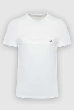 Футболка из хлопка и модала белого цвета с декоративной горизонтальной вставкой