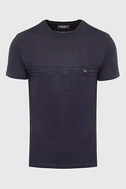 Футболка из хлопка и модала черного цвета с фактурной полосой на груди