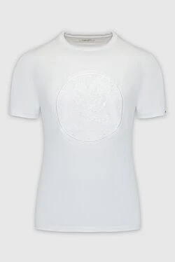 Футболка из хлопка и модала белого цвета с рельефным медальоном на груди