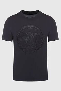 Футболка из хлопка черного цвета с рельефным изображением тигра