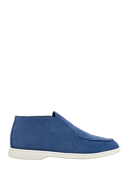 Blue nubuck loafers for men