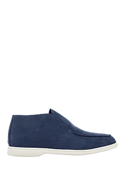 Blue nubuck loafers for men