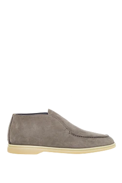 Gray nubuck loafers for men