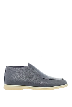 Gray leather loafers for men