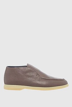 Brown leather loafers for men