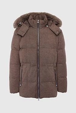 Down jacket men's cashmere brown