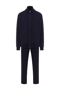 Тік жағалы қою көк спорттық костюм ерлерге арналған