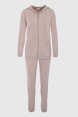 Beige women's walking suit made of cashmere