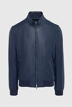 Куртка кожаная синяя мужская