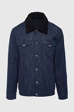 Cotton and elastane denim jacket blue for men