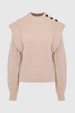 Beige wool and cashmere jumper for women