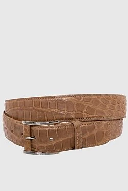 Brown crocodile leather belt for men