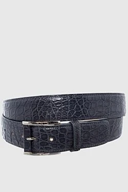 Gray crocodile leather belt for men