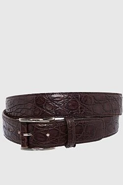 Brown crocodile leather belt for men