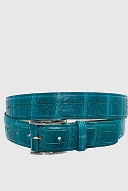 Crocodile leather belt blue for men