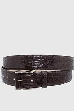 Gray crocodile leather belt for men