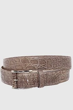 Brown crocodile leather belt for men