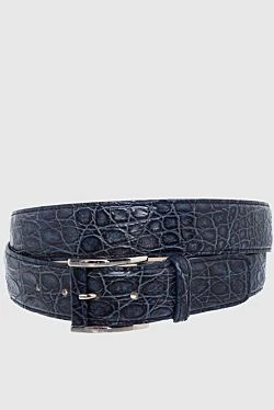 Crocodile leather belt blue for men