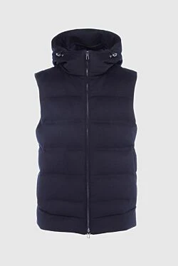 Men's cashmere and down vest blue