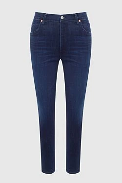 Blue cotton and viscose jeans for women