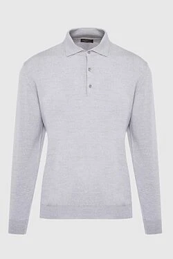 Wool long sleeve polo gray for men