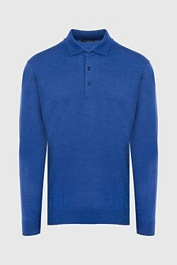 Wool long sleeve polo blue for men