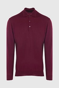 Wool long sleeve polo burgundy for men