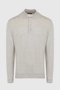 Wool Long Sleeve Polo Beige for men