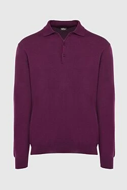 Wool long sleeve polo burgundy for men