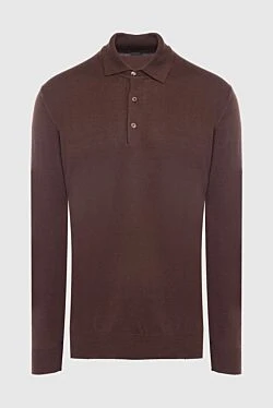 Wool long sleeve polo brown for men