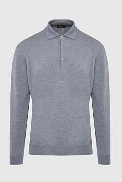 Wool long sleeve polo gray for men