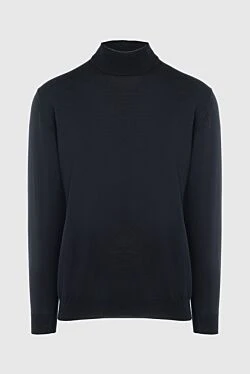 Black wool stand-up jumper for men