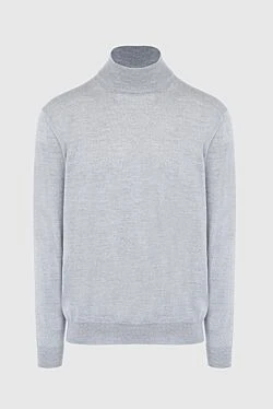 Men's jumper with a high stand-up collar made of wool, gray