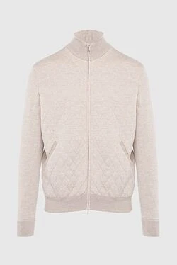 Beige cotton sweatshirt for men