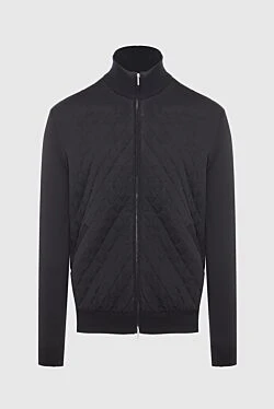 Black wool sports jacket for men