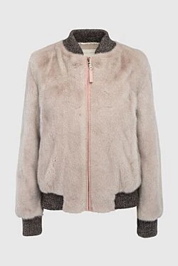 Pink fur bomber for women