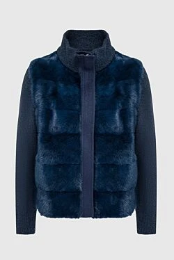 Women's blue mink and polyamide jacket