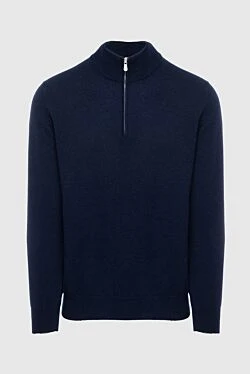 Тройер из кашемира тёмно-синего цвета с воротом на молнии