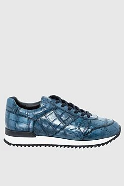 Blue crocodile sneakers for men