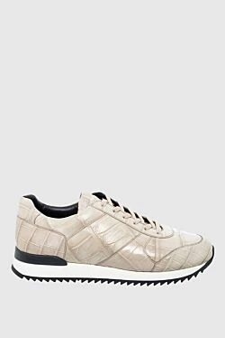 Beige crocodile leather sneakers for men