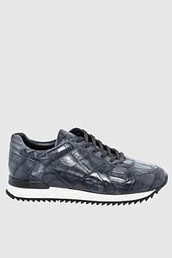 Gray crocodile leather sneakers for men