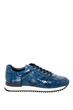 Blue crocodile leather sneakers for men