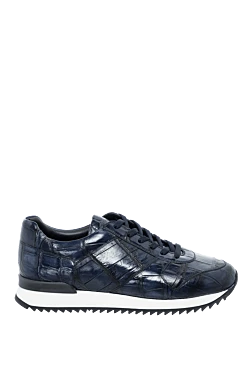 Blue crocodile leather sneakers for men